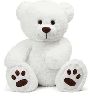 Pluche Knuffel Beer Teddybeer Barry 100 cm (Wit) – Grote XXL Teddybeer 100cm – XL Knuffelbeer extra Groot – Speelgoed Teddy Bear voor Kinderen Jongens Meisjes Baby Knuffeldier - Luxe Reuze Teddy Plush
