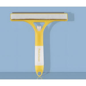 PolkaHome douchewisser, Raamtrekker & Ramenwasser met Spuitfles – Dubbelzijdige Raamwisser met Schraper en Borstel (21 x 26 cm) (Geel)