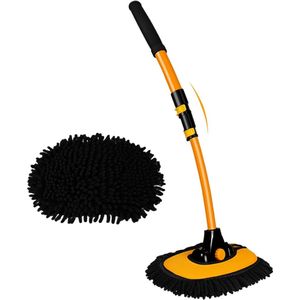 Autowasborstel Telescopisch - Wasborstel Met Telescopische Steel 15° Boog – Telescoop Wasborstel Met Zachte Borstel Haren – Uitschuifbare Wasborstel Auto – Was Borstel 109 cm - Geel