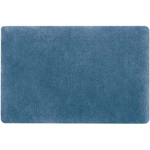 Spirella badkamer vloer kleedje/badmat tapijt - Supersoft - hoogpolig luxe uitvoering - blauw - 60 x 90 cm - Microfiber - Anti slip - Sneldrogend