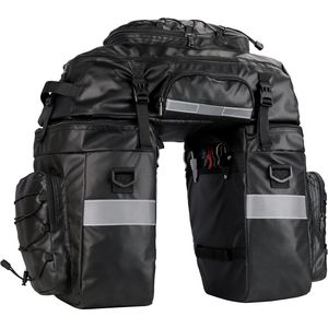Fietstas, multifunctioneel, 65 liter, fietstassen voor 3-in-1 bagagedrager, tas, groot, scheurvast, met regenbescherming, reflecterend