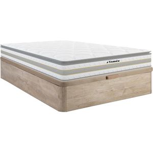 Vente-unique Set 140 x 190 cm bedbodem met opbergruimte, licht naturel + matras met pocketveren met ingebouwd dekmatras van 29 cm dik - CANTERBURY van YSMÉE L 190 cm x H 30 cm x D 140 cm