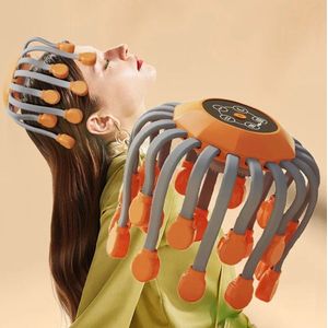 20 Hoofd Spin Massage Koppen Apparaat Rood Licht Vibrator Octopus Krabber Ontspanning Stress Migraine Hoofdpijn Vermoeidheid 20 Klauwen Scalp Trilling Timing 15 Min Bluetooth, Stem Muziek 5 Modus Schakelen 360 Graden Salon- Stimuleer Haargroei- Relax