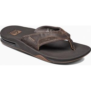 Reef Leather Fanning Heren Slippers - Dark Brown - Maat 40