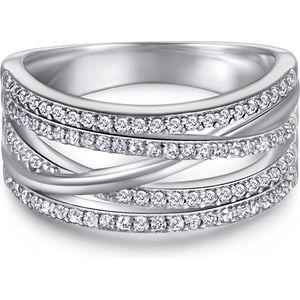 Estrella - 18k Witgouden Moissanite Cross- 18k WitgoudenOver Lijnen Ring