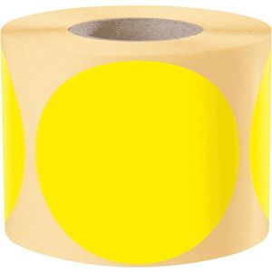 Ronde gele markeringsstickers - zelfklevend papier - 500 stuks op rol Ø 75 mm
