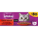 Whiskas 1+ - Classic - Kattenvoer Natvoer - Selectie in saus - maaltijdzakjes 80 x 85 g