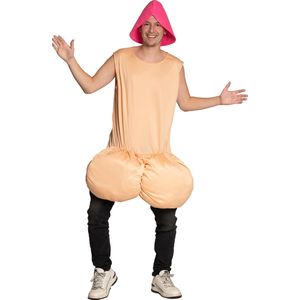 Partychimp Penis Kostuum Piemel Pak Kort voor bij Vrijgezellenfeest Grappig Kostuum Carnavalskleding Heren Carnavalskleding Dames Verkleedkleren Volwassenen - Multicolor - Polyester - Unisex - One Size - 2-Delig Kostuum/Hoed