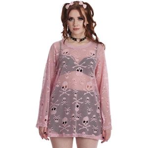 Banned - Bff Net Longsleeve top - S - Roze