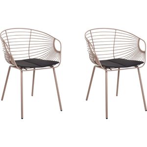 Set van 2 eetkamerstoelen HOBACK Metaal Beige