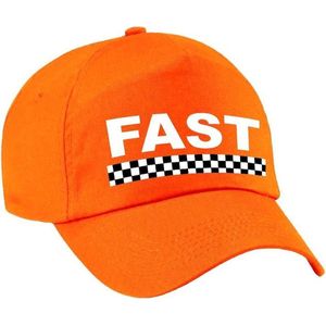 Fast / finish vlag verkleed pet oranje voor dames en heren - Racing team baseball cap - carnaval / kostuum