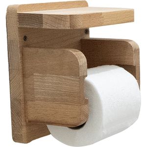 Industrial Living Wc rolhouder - Toiletrolhouder - wcrolhouder - Met plankje - Hout - Zwart