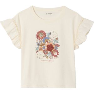 Vertbaudet T-shirt met geborduurde bloemen voor meisjes, korte mouwen met volant