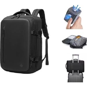 Avoir Avoir®-Vacuum Backpack/Rugzak - Reis-/Weekendtas-Laptop-Rugzak-Handbagage-Zakelijk - 46x32x15cm - 25-40L - Waterdicht - Zwart - Bol.com