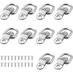 D Sjorringen Tie Down Ringen - Set van 10 stuks - Lading Anker Aanhangwagen - Gesmede Sjorring met Schroeven - Voor Ladingen op Boten, Trailers, Vrachtwagens, RV - Floor Mount