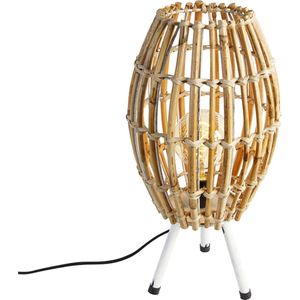 QAZQA capsulecanna - Landelijke Tafellamp - 1 lichts - H 45 cm - Naturel - Woonkamer | Slaapkamer | Keuken