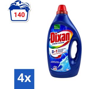 Dixan - Vloeibaar Wasmiddel en Vlekverwijderaar - Gekleurde Was - Fresh Ocean - 35 Wasbeurten - Voordeelverpakking - 4 stuks