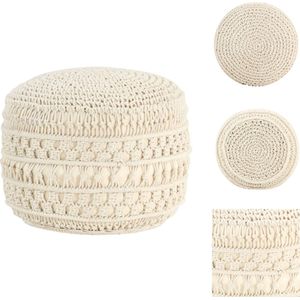 vidaXL Macramé Poef - Katoen - 45 x 30 cm - Handgemaakt - EPS vulling - Poef