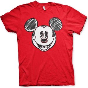 Disney Mickey Mouse Heren Tshirt -S- Pixelated Sketch Rood