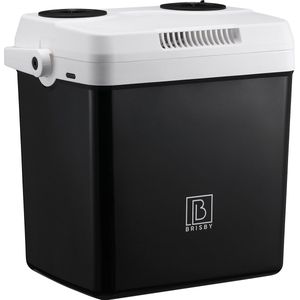 Brisby 25 Liter Elektrische Koelbox, Frigobox Deluxe met 12V, 220/230 Volt Aansluiting voor Auto en Camping – AC/DC - Coolbox - Divider en Deksel vergrendelstand - ZWART