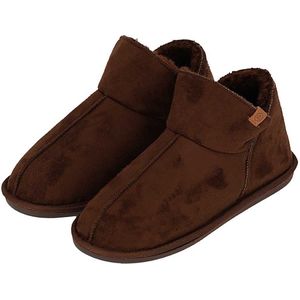 Apollo Pantoffels Heren - Boots Suede - Brown - Maat 45/46 - Sloffen Hoog Model - Harde zool met grip