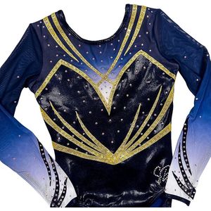 Sparkle&Dream Turnpakje Bibi Navy Goud - Maat AXXL M/L - Gympakje voor Turnen, Acro, Trampoline en Gymnastiek