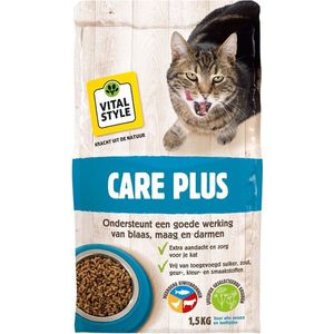 VITALstyle Care Plus - Kattenbrokken - Voor Extra Zorg En Ondersteuning - Met o.a. Berkenblad & Valeriaan - 1,5 kg