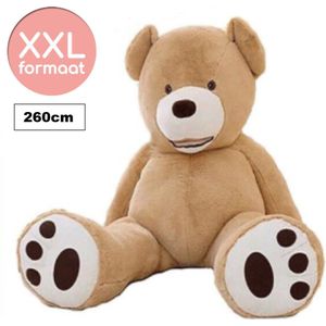 XXL knuffel 260cm lichtbruin Grote Knuffelbeer - XXL Mega Teddybeer 260cm - Beer Knuffel 260 cm - Grote Reuze Pluche Knuffelbeer ""Eduard"" - TB-2021EXXL260LB