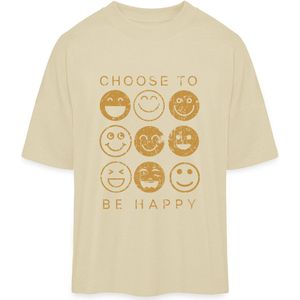 T Shirt Heren Dames - Kies Er Voor Gelukkig Te Zijn - Smileys - Beige - M