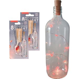 Set van 2x stuks kurk met LED hartjes lichtsnoer voor in wijnfles 80 cm - Flessen lampjes voor Valentijnsdag/huwelijk