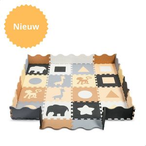 Daily Solutions® Puzzelmat baby - Speelmat baby - Opvouwbare speelmat foam - Speelkleed 142 x 142 cm - Vloerpuzzel - Bruin