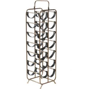 Items staand Wijnrek - 14 flessen - goud/zwart - metaal - 25 x 95 cm - Modern/stijlvol/art-deco