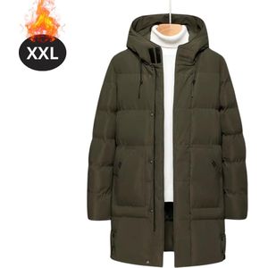 Livano Luxe Winterjas - Parka - Heren - Winter - Jas - Volwassen - Stijlvol - Met Capuchon - Legergroen - XXS