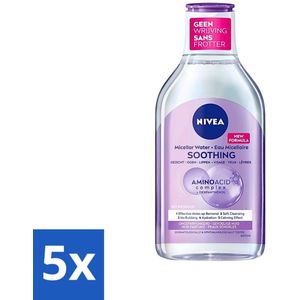 NIVEA - Micellair Water - Essentials Verzachtend - Gevoelige huid - Met Aminozuren & Dexpanthenol - Make-up Verwijderaar - 400 ml - Bulkverpakking - 5 stuks