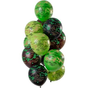 Folat - Ballonnen 'Happy Birthday' Camouflage 30cm - 12 stuks