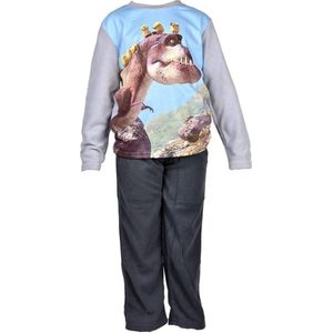 Minions - 2-delige Pyjama-set - Model: ""Prehistoric Minions"" - Paarse Longsleeve Met Print - Zwarte Broek - 128 cm - 8 jaar