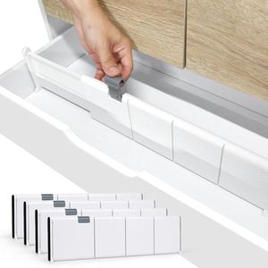 Ladeverdeler, verstelbaar, set van 4 ladeverdelers, organizers (37,5 - 54 cm), lade-organizers voor kleding, kledingkast, laden, opbergsysteem, slaapkamer, commode