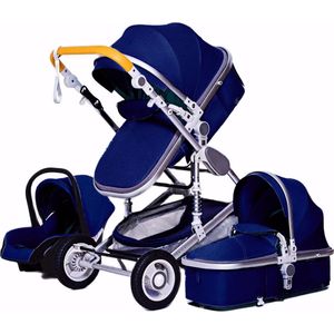 Thewooshop - Nieuwe Luxe Kinderwagen - 3 In 1 Draagbare Reizen - Kinderwagen Vouwen - Kinderwagen Hoge Landschap Aluminium Frame - Pasgeboren Baby Kinderwagen - Midnight blue