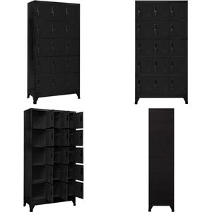 vidaXL Lockerkast 90x40x180 cm staal zwart - Lockerkast - Lockerkasten - Opbergkast - Kast