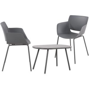 CLP Velvena Tuinset - Set bestaande uit Velva tafel en Alpena stoelen - weerbestendig - UV-bestendig - donkergrijs 2 stoelen