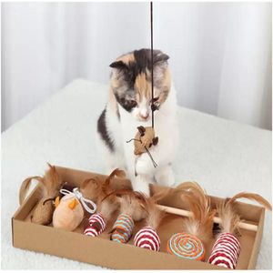 Make Life Beautiful® - Kattenspeeltjes Set - 7-delig - kattenspeelgoed - kattenhengel - speelmuisjes - kattenspeelgoed set
