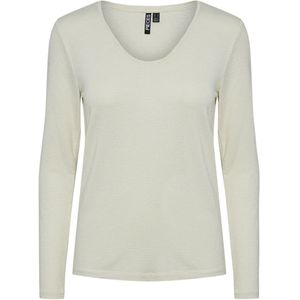 Pieces Billo T-shirt Met Lange Mouwen En V-hals Wit XS Vrouw