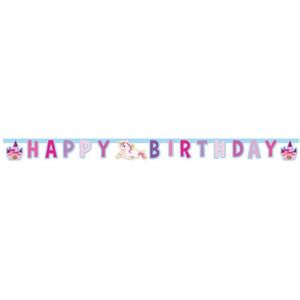 Slinger - unicorn - Eenhoorn - junior - 185 cm - papier - roze-paars - Verjaardag - verjaardag slinger - letterslinger - letterbanner