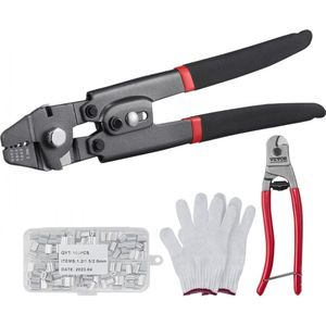 Krimptang Terminal Tang 0.1-2.2mm Wire Rope Crimping Tool Fishing Wire Crimping Tool met 160 aluminium adereindhulzen Wire Rope Crimping Tool Set, 2 in 1 Wire Rope Crimping Tool for Crimping 4 Jaw Size