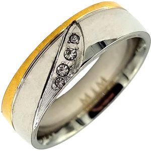 Tesoro Mio Michel – Ring met 4 steentjes - Vrouw - Edelstaal in kleuren zilver & goud – 18.00 mm / maat 57