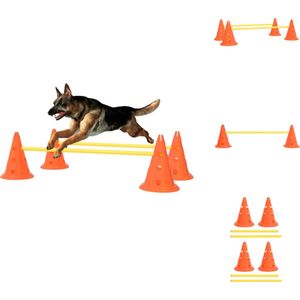 vidaXL Agility Trainingsset Honden - Stokken - Kegels - 20 x 32 cm - Oranje/Geel - PE - Aanlijnattribuut