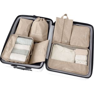 Somstyle Packing Cubes set 7-delig - organizer voor koffer en backpack - Compression cube - beige