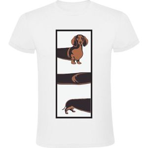 Worsthond Heren T-shirt - huisdier - humor - grappig - hond - schilderij - teckel