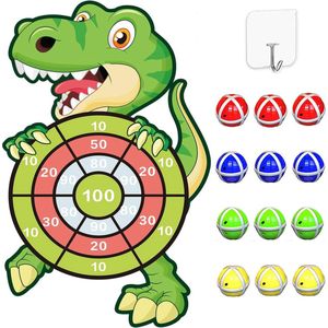 Dinosaurus Speelgoed voor Jongens Leeftijd 3-9, 76cm Kinderen Dart Bordspel Klittenband Dart Board Set met 12 Kleverig Ballen voor kids 4-8, Partij Gooien Spel Verjaardagscadeau Kerstkousen voor 3-10