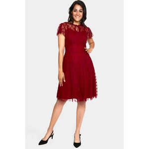 Voodoo Vixen - Melody Burgandy Lace Occasion Korte jurk - S - Bordeaux rood